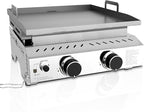R.W.FLAME 2 Burner Tabletop Propane Griddle, 23" Stainless Steel Gas Griddle, 16,000 BTU Flat Top Grill for Outdoor BBQ,Camping & Patio Gatherings