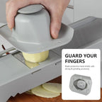 Mandoline Slicer Vegetable Chopper, Fruit Slicer, Cheese Grater & Potato Cutter with 6 Blades, Easy Kitchen Tool, Grey