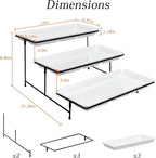3 Tier Serving Tray for Party 14" White Reusable Dessert Table Display Set Black Metal Cupcake Stand Cookie Serving Platter for Serving Food Party Collapsible Sturdier Fruit Tiered Tray Stand Sturdier