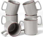 famiware Coffee Mugs Set of 6, Nebula 14oz Coffee Mugs, Ceramic Cup Set with Handle for Latte, Tea, Milk, Cappuccino, Cocoa, Light Gray