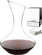 Elegant Hand-Blown Cabernet Wine Decanter/Carafe | 41 FL Oz (1212 ml) | Free Premium Microfiber Cleaning Cloth | 100% Lead-Free Crystal | Gift Box