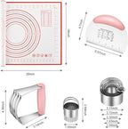 Stainless Steel Biscuit & Dough Cutter Set - 5 Pcs/Pink, Silicone Baking Mats, Pastry Blender