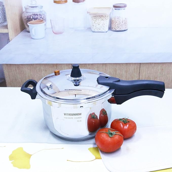 Stainless Steel Pressure Cooker with Steamer Basket Faster Cooking and Safety Pressure Release (11-Liter)