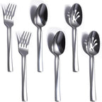 6 Piece Serving Utensils Set, Includes Serving Spoons x 2, Slotted Spoons x 2, Serving Forks x 2, Large Cutlery for Catering Buffet, Mirror Polished, Dishwasher Safe, 9 Inches