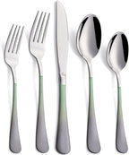 20-Pieces Color Silverware Sets for 4,Green and gray Handle Stainless Steel Cutlery Set, Include Forks Spoons and Knives Set, Dishwasher Safe Utensil Sets for Home Restaurant