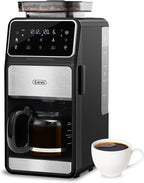 Gevi 10 Cup Drip Coffee Maker with Built-in Grinder, Grind ＆ Brew Burr Combo Coffee Machine with Touch Screen, Programmable, 4-Hour Warm Plate, Permanent Filter, Coffee Carafe