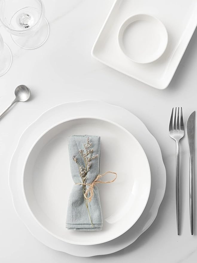 Y YHY Pasta Bowls, 30oz Salad Bowls White Soup Bowls Large Pasta Serving Bowl Porcelain Pasta Plates Wide and Shallow Bowls Set of 6 Microwave Dishwasher Safe Valentines Day Gift