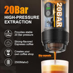 Automatic Espresso Maker – Dual Hot & Cold Brew – 20 BAR Pressure – Compact Portable Coffee Machine with Rapid Heating – Built-In Transparent Cup – Travel-Friendly Design