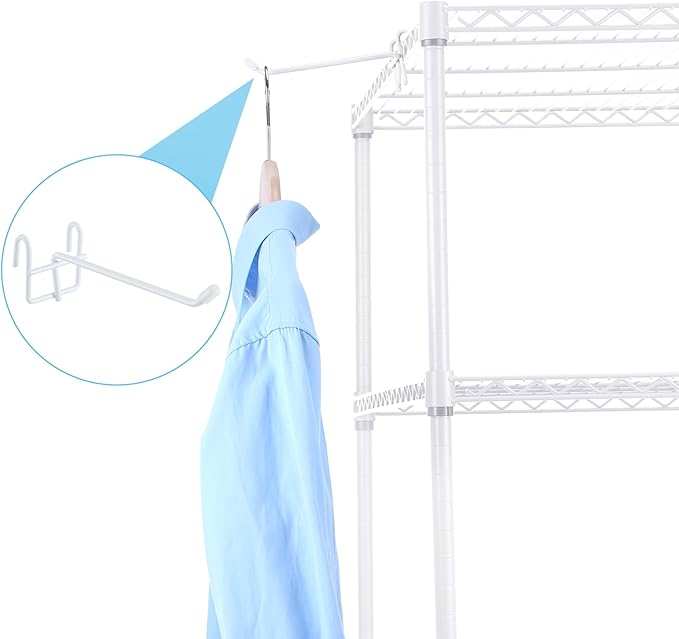 4 Pcs Accessory Hooks for Wire Shelving with Rubber Cover Heavy Duty Metal Hooks for Hanging Kitchen Utensils Wire Shelf Accessories Room Organization (White)