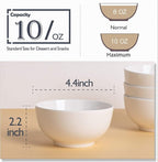 DELLING Porcelain Bowls - Set of 6 White Ceramic Small Bowls for Dessert, Snacks, Condiments & Side Dishes