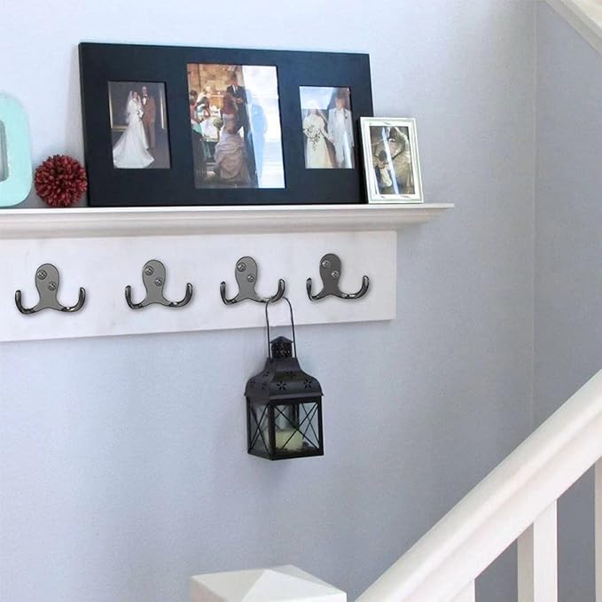 12 PCS Heavy Duty Coat Hooks - Wall Mounted Hooks for Coats, Backpacks, Robes & Hats - Includes 24 Screws