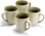 Sango Resona Moss Green Stoneware Mugs (Set of 4) – 12 fl. oz, Durable Stoneware with Reactive Glaze, Delicate Gray-Green Interior, Microwave & Dishwasher Safe, for Everyday Dining & Entertainment