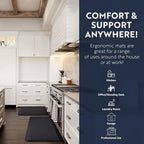 KANGAROO Thick Ergonomic Anti Fatigue Mats for Kitchen Floor, 70x24 Runner, Cushioned Standing Office Desk Mat, Waterproof Scratch Resistant Top, Supportive All Day Comfort Padded Foam Rug, Cappuccino