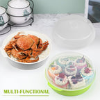 DOERDO Microwave Steamer for Cooking Microwave Vegetable Steamer with Lid, Microwave Cookware Vegetables Seafood Cooking, Green, 10Inch