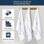 LANE LINEN Kitchen Hand Towels, 12 Pack Dish Towels for Kitchen Drying, 100% Cotton Super Absorbent Tea Towel, Quick Dry, 14"x25", Useful for Cleaning Countertops, Durable for Daily Use - Grey Stripe