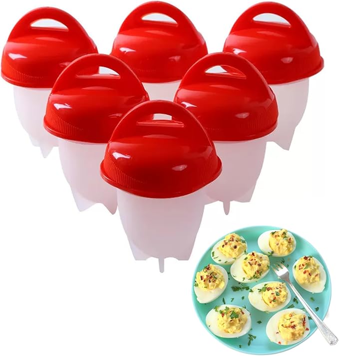 6 Pcs Egg Cooker,Silicone Egg Poacher Cups,Hard Boiled Egg,Egg Coddler,Hard Boiled Eggs,Boiled Eggs, Non-Stick Egg Boiler Poachers,Shell-Free Egg Cooker Set, For Fast Poaching Egg For Breakfast
