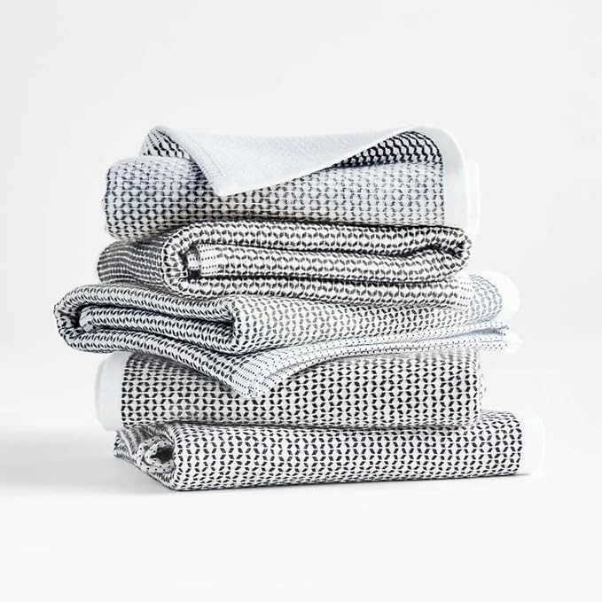 Realm 100% Cotton Dobby Textured Kitchen Dish Cloths | Jet Black 13" x 13" Inch 100% Soft, Plush & Absorbent Quick Drying Dish Towels (6 Pack)