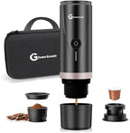 Black Fast 3-Minute Portable Espresso Maker - Self-Heating Rich Espresso Anywhere with Included Travel Case Works with Capsules & Ground Coffee - Includes Travel Case Perfect for Travel, Camping