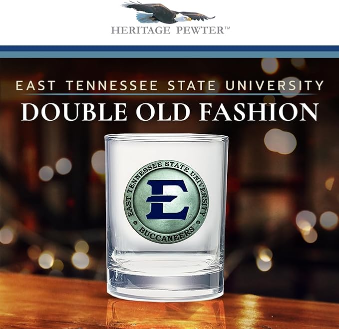 Heritage Pewter Eastern Tennessee State Double Old Fashion | Double Rocks Glass 14 OZ for Liquor | Expertly Crafted Pewter Glass