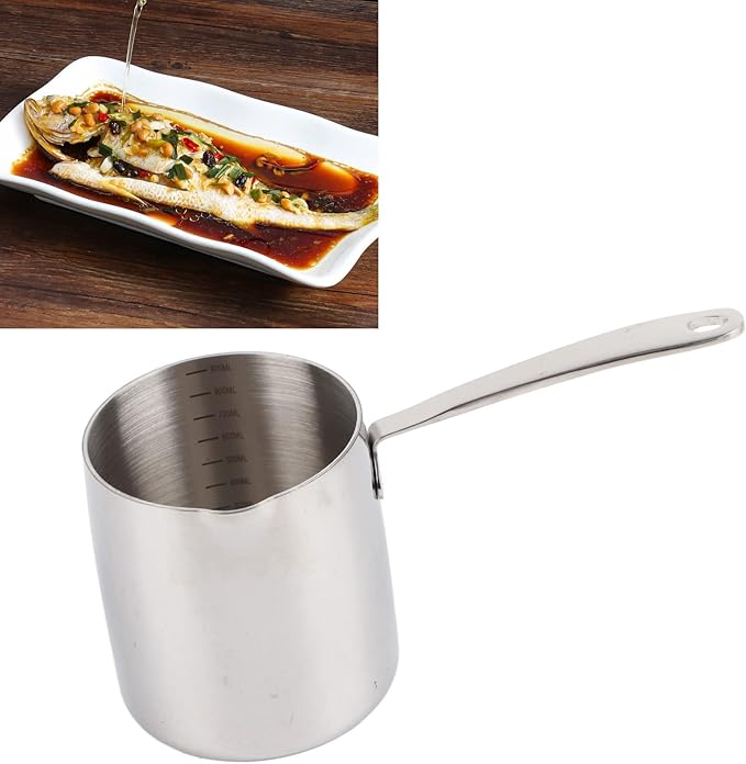 Butter Warmer Pot Quick Heat Conduction Three Layer Stainless Steel Butter Warmer with Accurate Scale Holes (900ML)