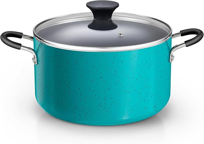 Cook N Home Nonstick Stockpot with Lid 6-Quarts, Professional Cooking Soup Pot, Casserole Cookware, Turquoise