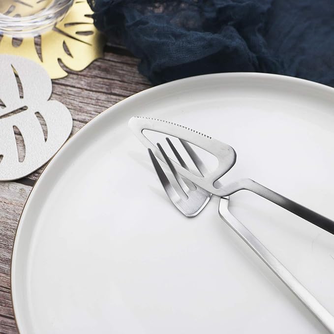 JASHII Silverware Set Satin Finish 24-Piece Stainless Steel Flatware Set Kitchen Utensil Set Service for 6 Tableware Cutlery Set Dishwasher Safe (Matte Silver)