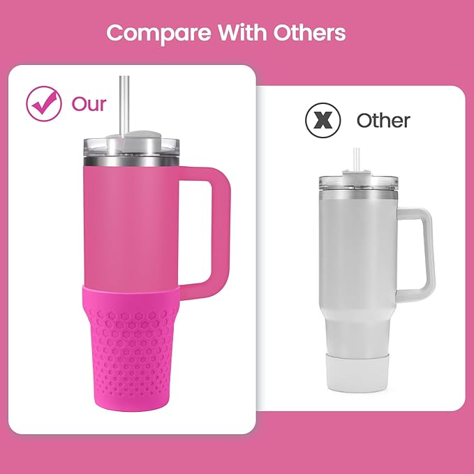 Silicone Boot for Stanley, Cup Bottom Protector Sleeve Accessories for Stanley Quencher H2.0 FlowState Tumbler 20oz/30oz/Stanley Adventure Quencher Tumbler 24oz (Rose red)
