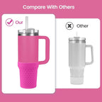 Silicone Boot for Stanley, Cup Bottom Protector Sleeve Accessories for Stanley Quencher H2.0 FlowState Tumbler 20oz/30oz/Stanley Adventure Quencher Tumbler 24oz (Rose red)