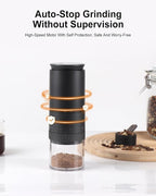 Portable Electric 420 Stainless Steel Burr Coffee Grinder, Rechargeable Small Bean Mill with 38 Adjustable Grind Settings, Cordless Travel Grinder for Espresso, Cold Brew, Pour Over, French Press