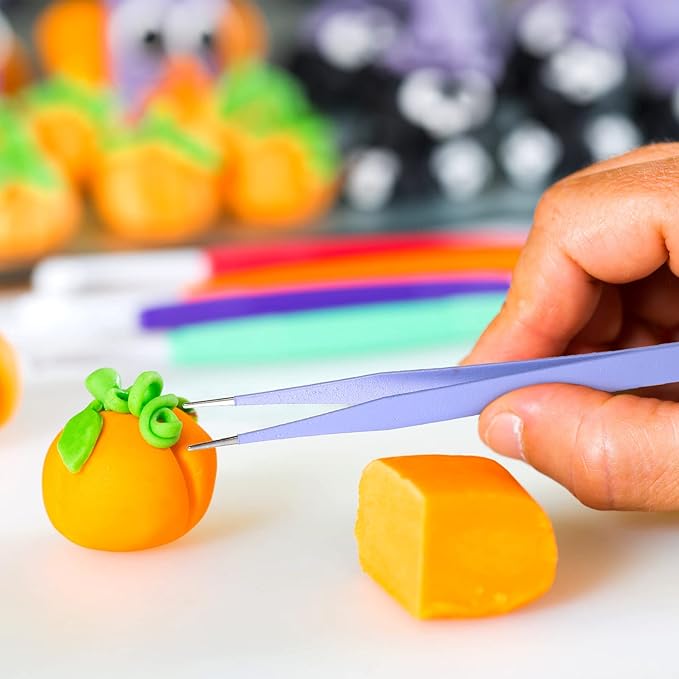 Sinmoe 10 Pieces Cake Candy Decorating Brushes Tools Cookie Decoration Brushes Pastry Brush and Stainless Steel Straight and Curved Tip Tweezers Pasta Tweezers for Baking Fondant (Purple Color)