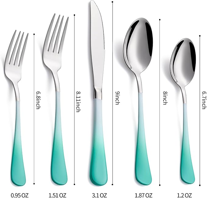 20-Pieces Color Silverware Sets for 4,Green and White Handle Stainless Steel Cutlery Set, Include Forks Spoons and Knives Set, Dishwasher Safe Utensil Sets for Home Restaurant