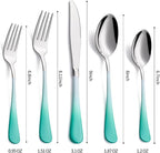 20-Pieces Color Silverware Sets for 4,Green and White Handle Stainless Steel Cutlery Set, Include Forks Spoons and Knives Set, Dishwasher Safe Utensil Sets for Home Restaurant