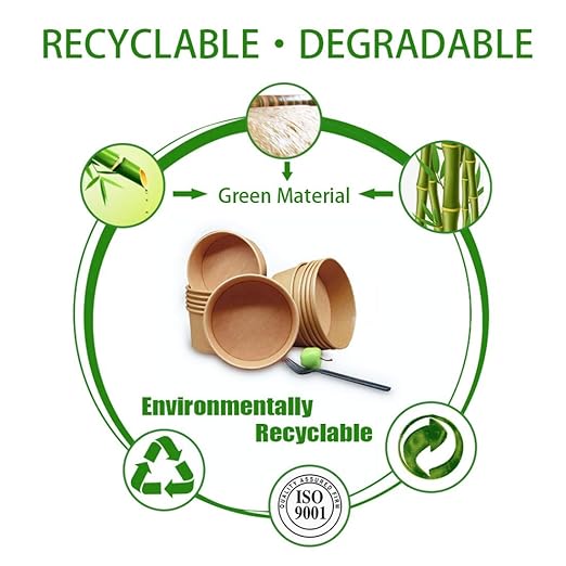 80 Pcs 30 Oz Large Paper Bowls【WITHOUT LIDS】 Disposable Soup Bowls Bulk Plastic Free Party Supplies for Hot/Cold Food, Soup (30 OZ)