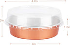 Beasea Mini Tart Pans, 8 Oz 50 Pack Disposable Pie Tins with Lids, 4 Inch Rose Gold Aluminum Pie Pan Cartoon Tin Tart Pans Round Oven Baking Mini Cake Pan for Pie Tart Quiche