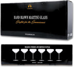 LEMONSODA Hand Blown/Nick And Nora Classic Martini Glasses Manhattan, Cosmopolitan, Espresso Martini, Lemon Drop, Dirty Martini - Inspired by 1930's - 50's Cocktail Culture - 6oz/10oz (Set of 6, 10oz)