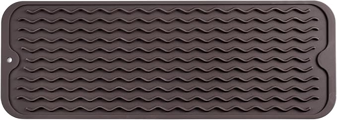 Silicone Dish Drying Mat for Multiple Usage,Easy clean,Eco-friendly,Heat-resistant Silicone Mat for Kitchen Counter,Sink,Bar,Bottle,or Cup Coffee M 17 inches x 6 inches