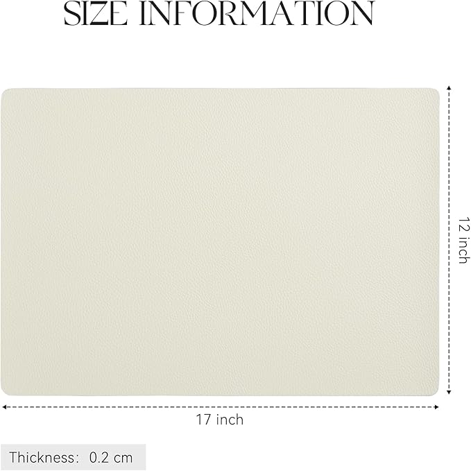 MOSAYT Vinyl Placemats Set of 6, Heat Resistant Place Mats 100% Waterproof Washable & Wipeable Faux Leather Reversible Table Mats for Kitchen Dining Party Indoor Outdoor, 12" x 17", Beige