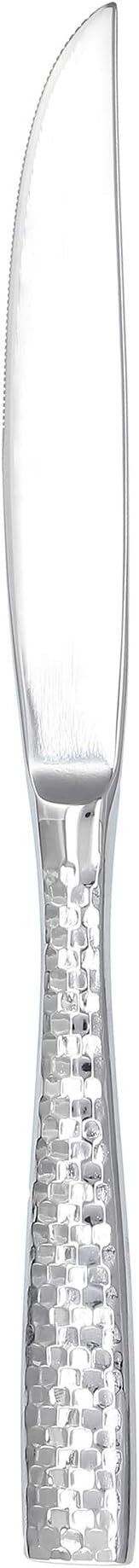 Fortessa Lucca Faceted 18/10 Stainless Steel Flatware Solid Handle Steak Knife, Set of 12, Mirror Polished