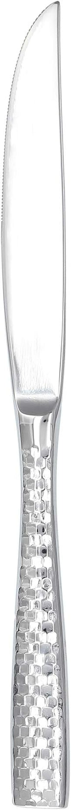 Fortessa Lucca Faceted 18/10 Stainless Steel Flatware Solid Handle Steak Knife, Set of 12, Mirror Polished