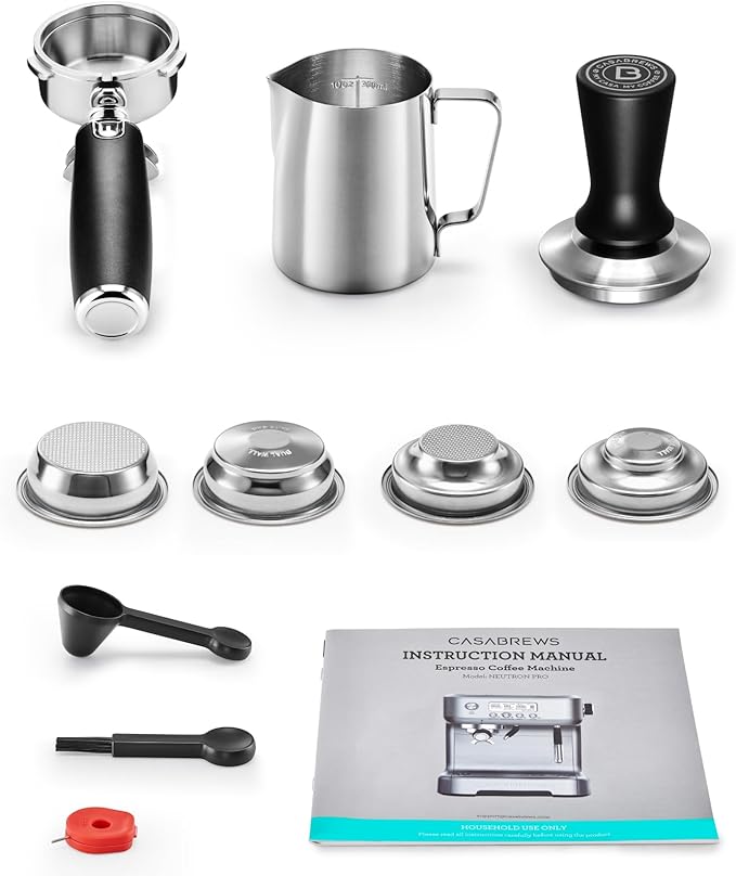 CASABREWS Neutron Pro Espresso Machine with Dual Boiler, 20 Bar Espresso Maker with Automatic Milk Frother and LCD Display, Cappuccino Latte Maker with Separate Hot Water System for Americano, Silver