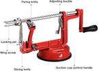 Apple Peeler Slicer Corer with Stainless Steel Blades and Powerful Suction Base for Apples Pears Potatoes(Red)
