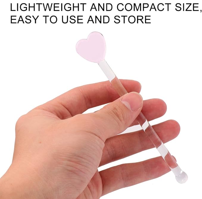 Glass Swizzle Sticks for Cocktails Drinks, 5Pcs Heart Shape Drink Swizzle Sticks Glass Coffee Beverage Cocktail Stirrers Stirring Spoons for Restaurant Home Bar Party