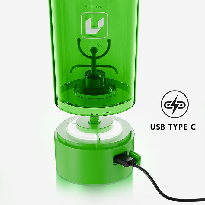 Electric Shaker Bottle USB C Rechargeable Protein Shaker Bottle Shaker cups for Protein Shakes Mixer with 24oz BPA Free Tritan Meal Replacement Shakes Made with Tritan Portable Blender Cup (Green)