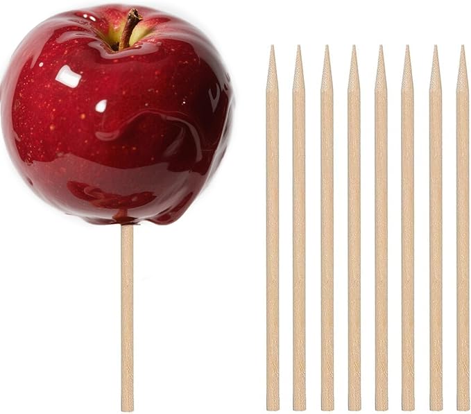HANSGO Candy Apple Sticks, 6 mm 5.25 inch Bamboo Skewers for Caramel Apple Cotton Candy Sticks Lollipop BBQ Corn Dog, Fall Harvest Festivals Party Favor
