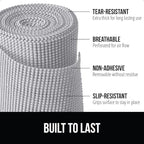 GORILLA GRIP powerGRIP Drawer Shelf and Cabinet Liner, Thick Strong Hold, Non-Adhesive Liners Protect Kitchen Cabinets and Cupboard, Bathroom Drawers, Easy Install, Breathable Mat, 12" x20' Light Gray