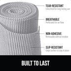 GORILLA GRIP powerGRIP Drawer Shelf and Cabinet Liner, Thick Strong Hold, Non-Adhesive Liners Protect Kitchen Cabinets and Cupboard, Bathroom Drawers, Easy Install, Breathable Mat, 12" x10' Light Gray