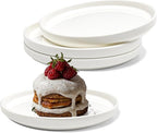 Vikko Appetizer Plate, Set of 4 White Plates, Elegant Raised Rim Bone China, Stackable 6.5 Inch Dessert Plates, Dishwasher Safe