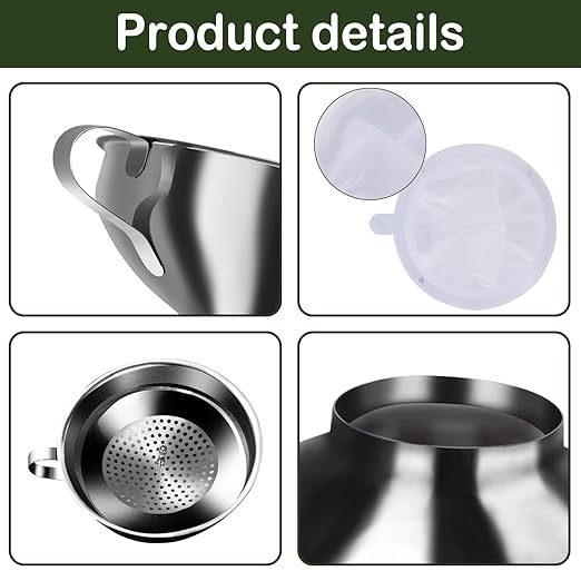 Yevior Canning Funnel for Filling Mason Jars - Wide Mouth Funnels for Kitchen Use Filling Bottles - Kitchen Gadgets Canning Supplies Kit - Stainless Steel - 5 Pack