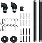 Toplife 23.7 inch Pot Rack, Kitchen Wall Mounted Detachable Pan Lid Utensils Organizer Hanging Rail with 10 Hooks, Black