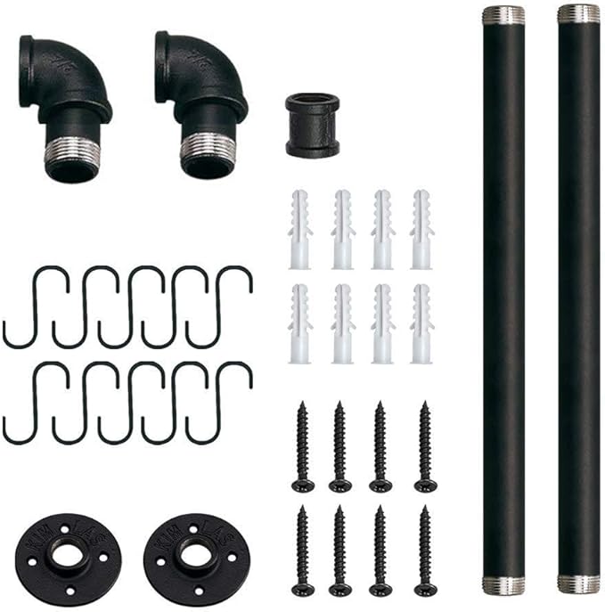 Toplife 23.7 inch Pot Rack, Kitchen Wall Mounted Detachable Pan Lid Utensils Organizer Hanging Rail with 10 Hooks, Black